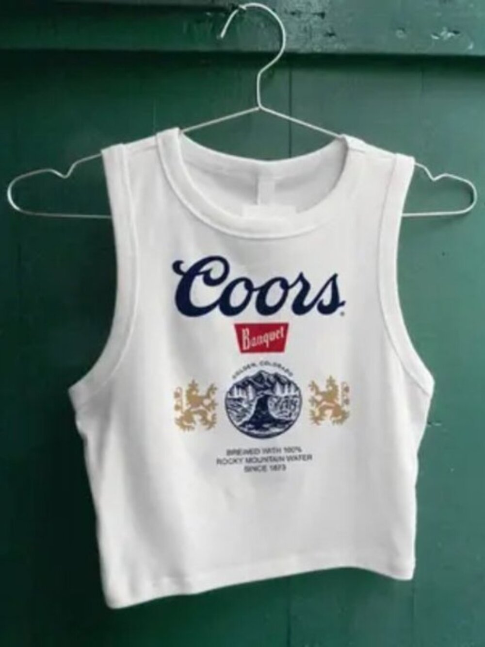 Coors Banquet Graphic Crop Tank Top, Y2K Ribbed Racerback Beer Shirt